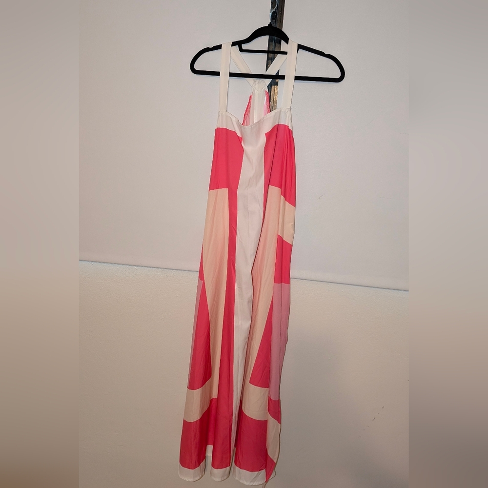 Vibrant Pink and White Maxi Dress